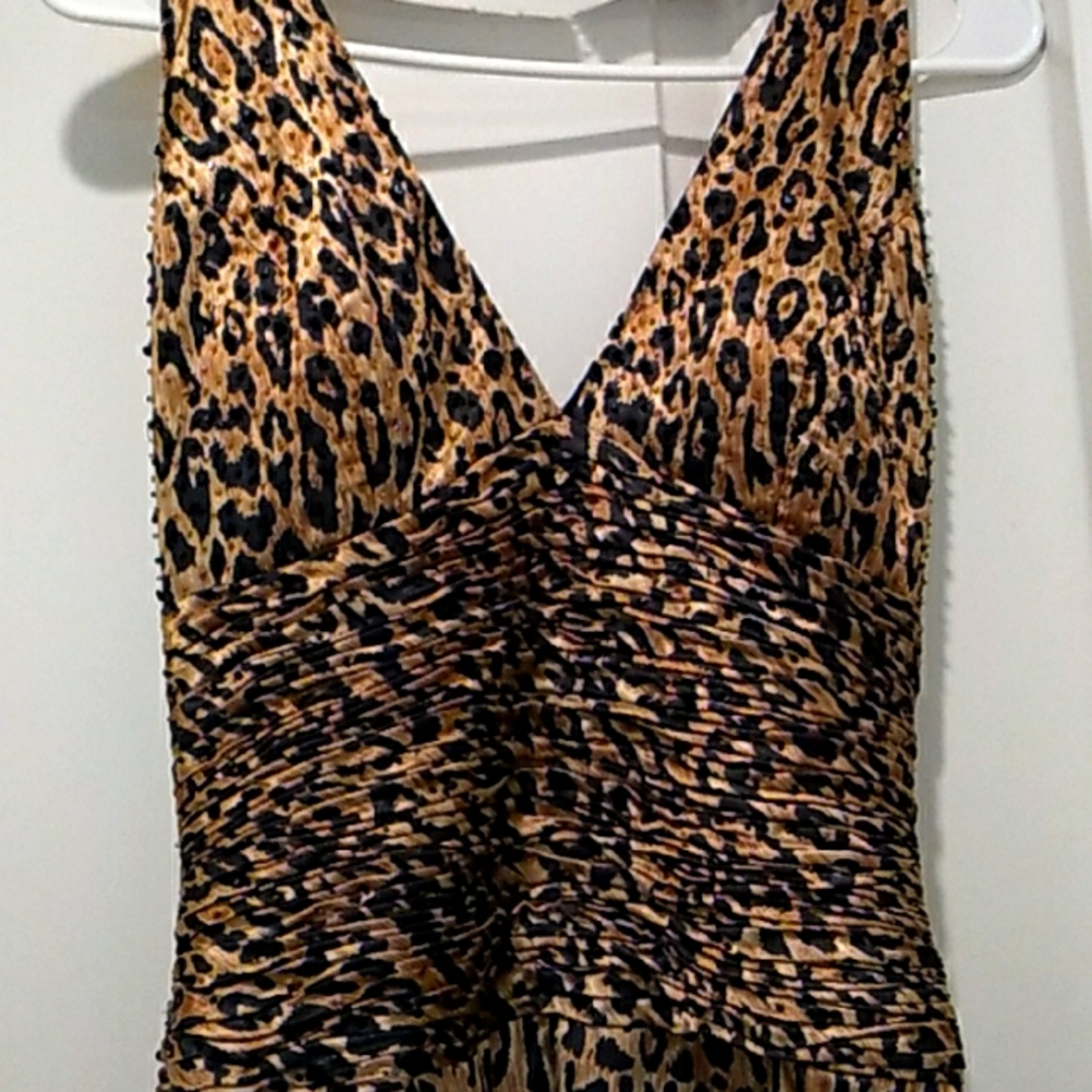 NWT Tony Bowls halter Leopard gown size 10
